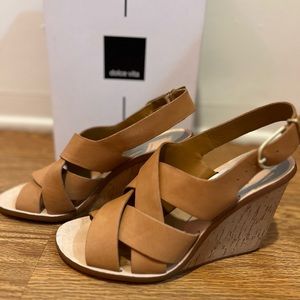 Dolce Vita Remie Caramel Leather Slingback Wedges
